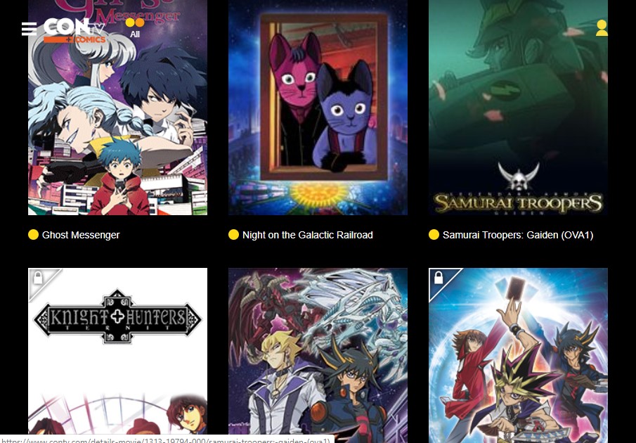 Example of animation movies in ConTV like 9anime