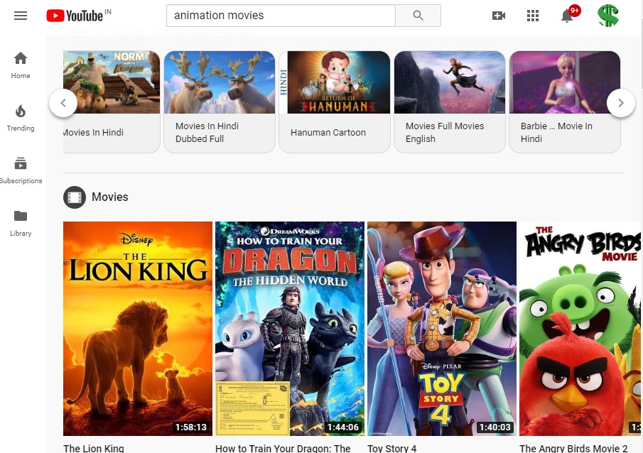 YouTube's  free animation movies like Kissanime