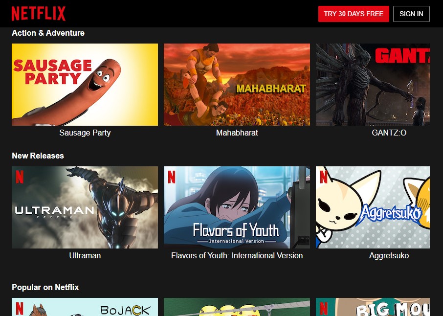 Watch animation on netflix like Kissanime