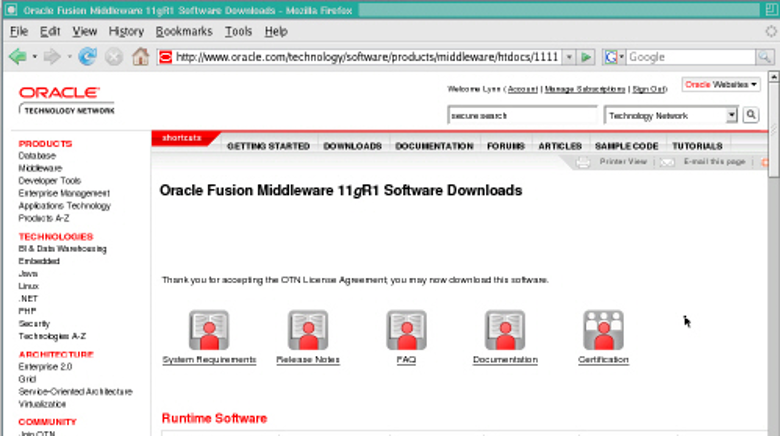Fusion Middleware Download page