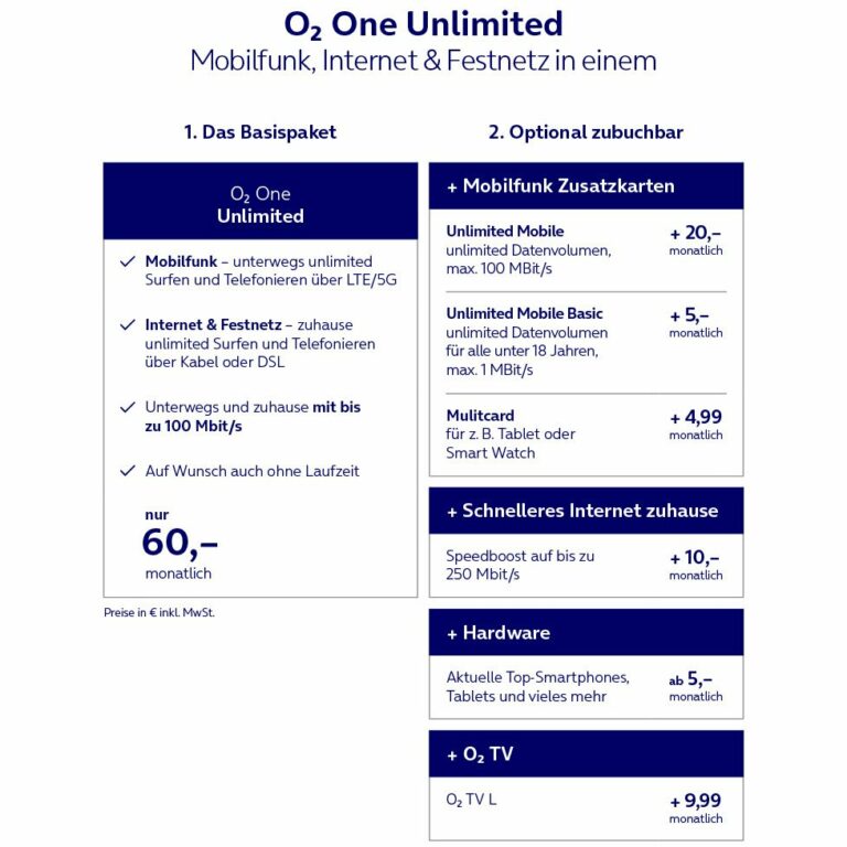 o2: Unlimited tariff for DSL and mobile phones starts at the top price