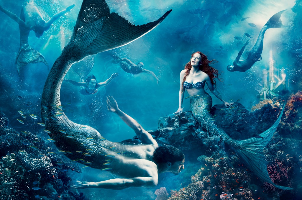 The Little Mermaid embodied by Julian Moore and portrayed by Leibovitz