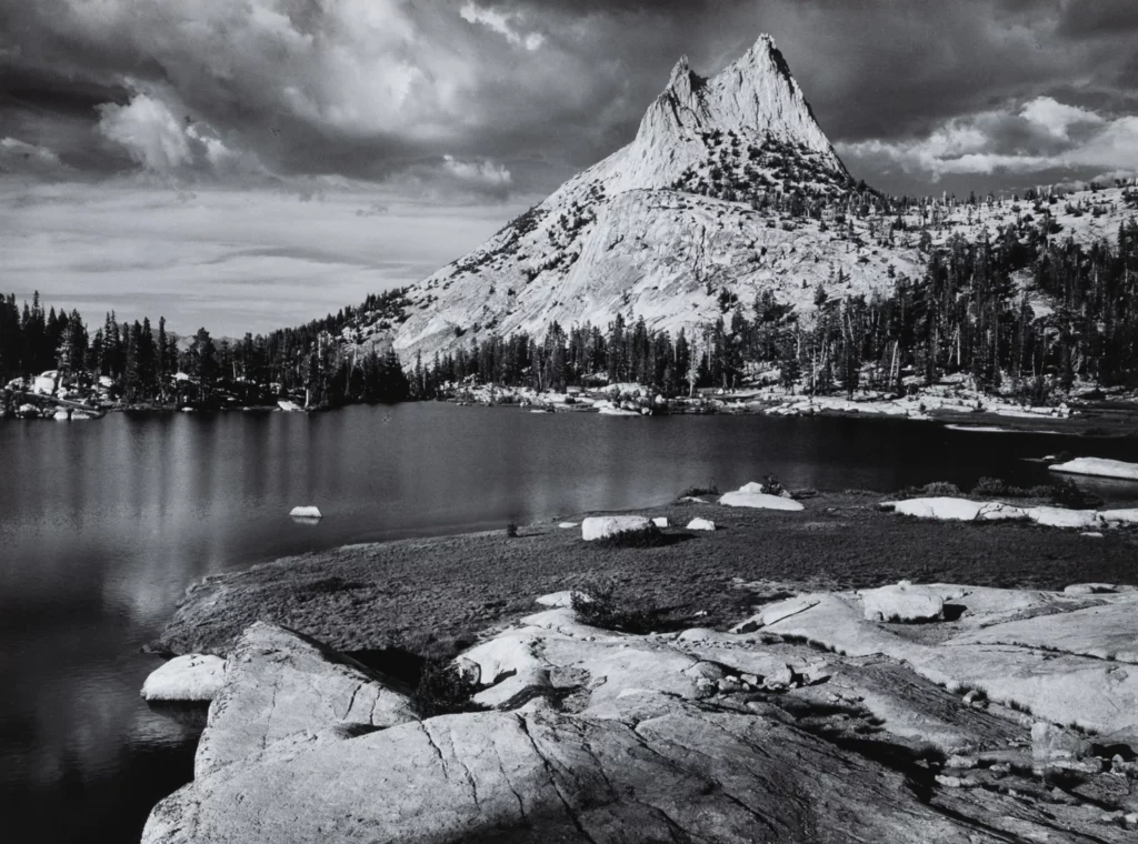 cathedral peak mountains black and white adams