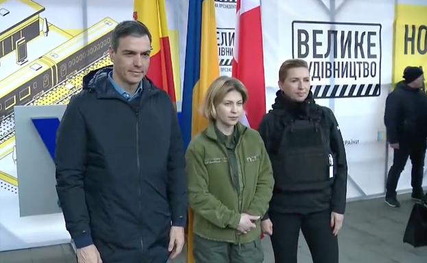 Pedro Sánchez, upon his arrival in kyiv.  /