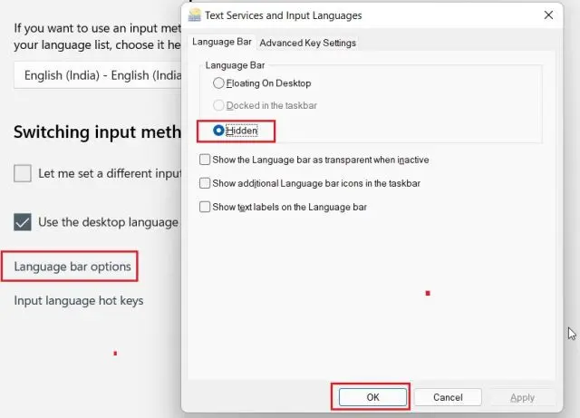 So we can remove language selector from the taskbar in Windows 11