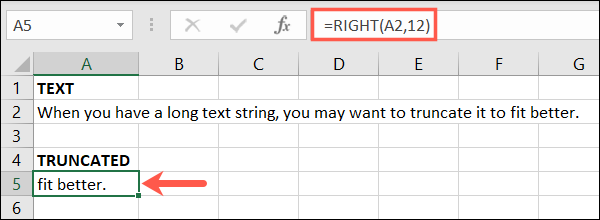 Guide to truncate text Excel