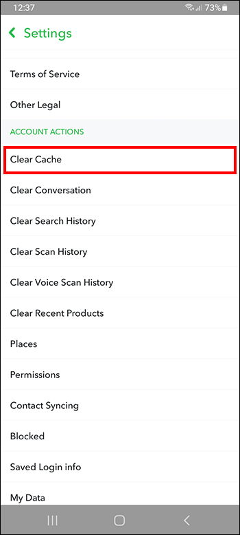Clear Cache Snapchat Android