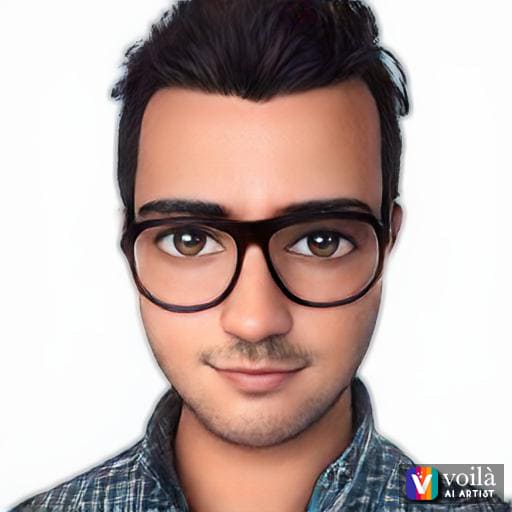 Portrait converted to cartoon with Voilà Al Artist Editor app