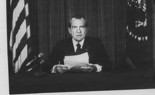 Former US President Richard Nixon announced his resignation in 1974./RC