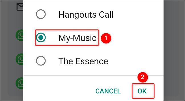 Choose song as ringtone on Android.