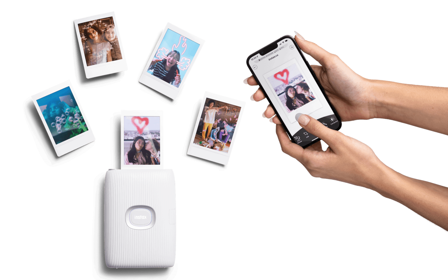 instant photos coming out of instax printer
