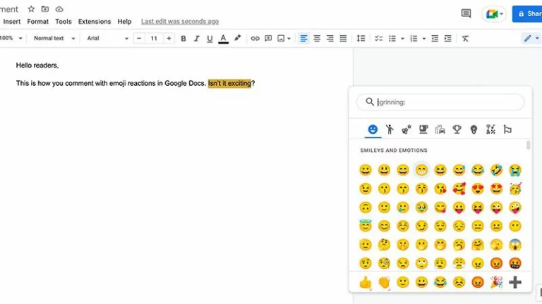 How to comment with emojis in Google Docs?