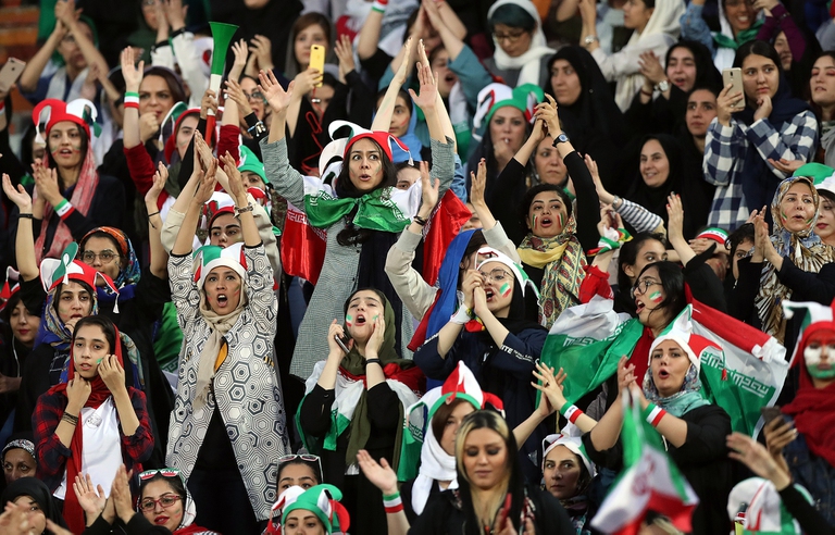 Iranian women went to the stadium for a championship match.  It is the first time since 1979