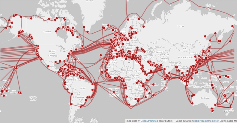 Submarine cable map internet